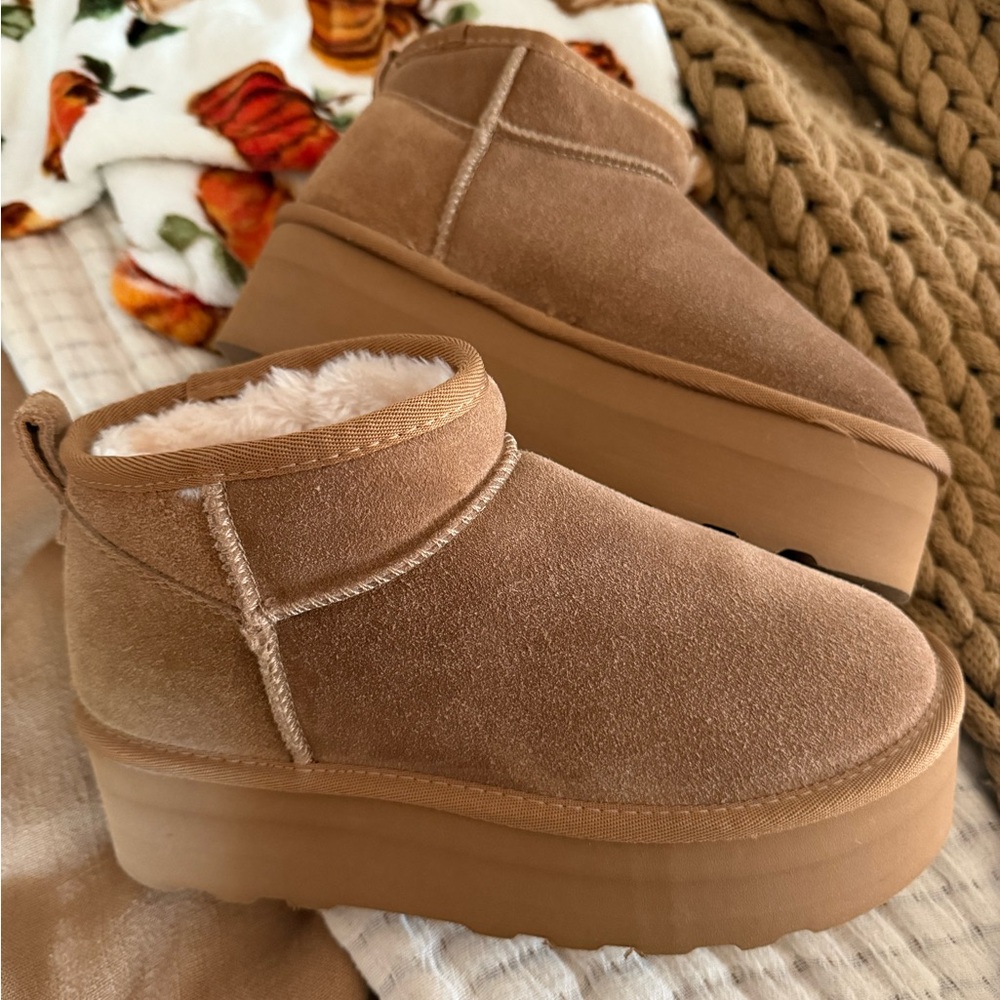 Cozy Tan Platform Ankle Boots